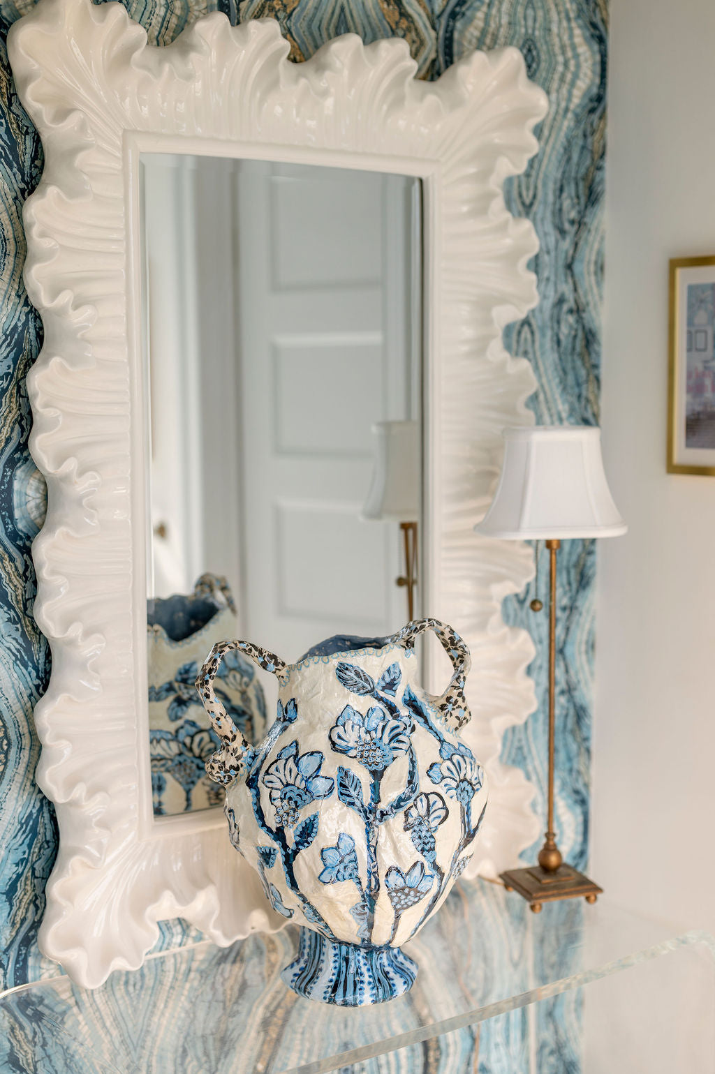 Blue Floral Vessel