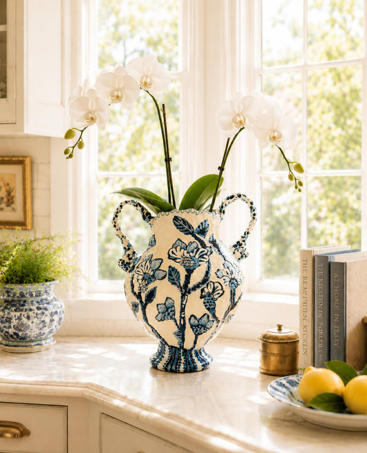 Blue Floral Vessel