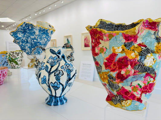 Pink and Turquoise Abstract Vessel