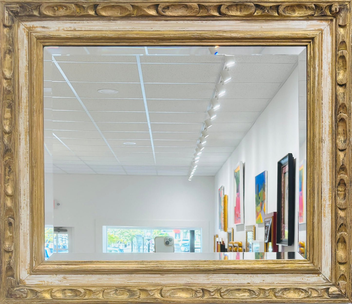 Antique Cream and Gold Carved Mirror