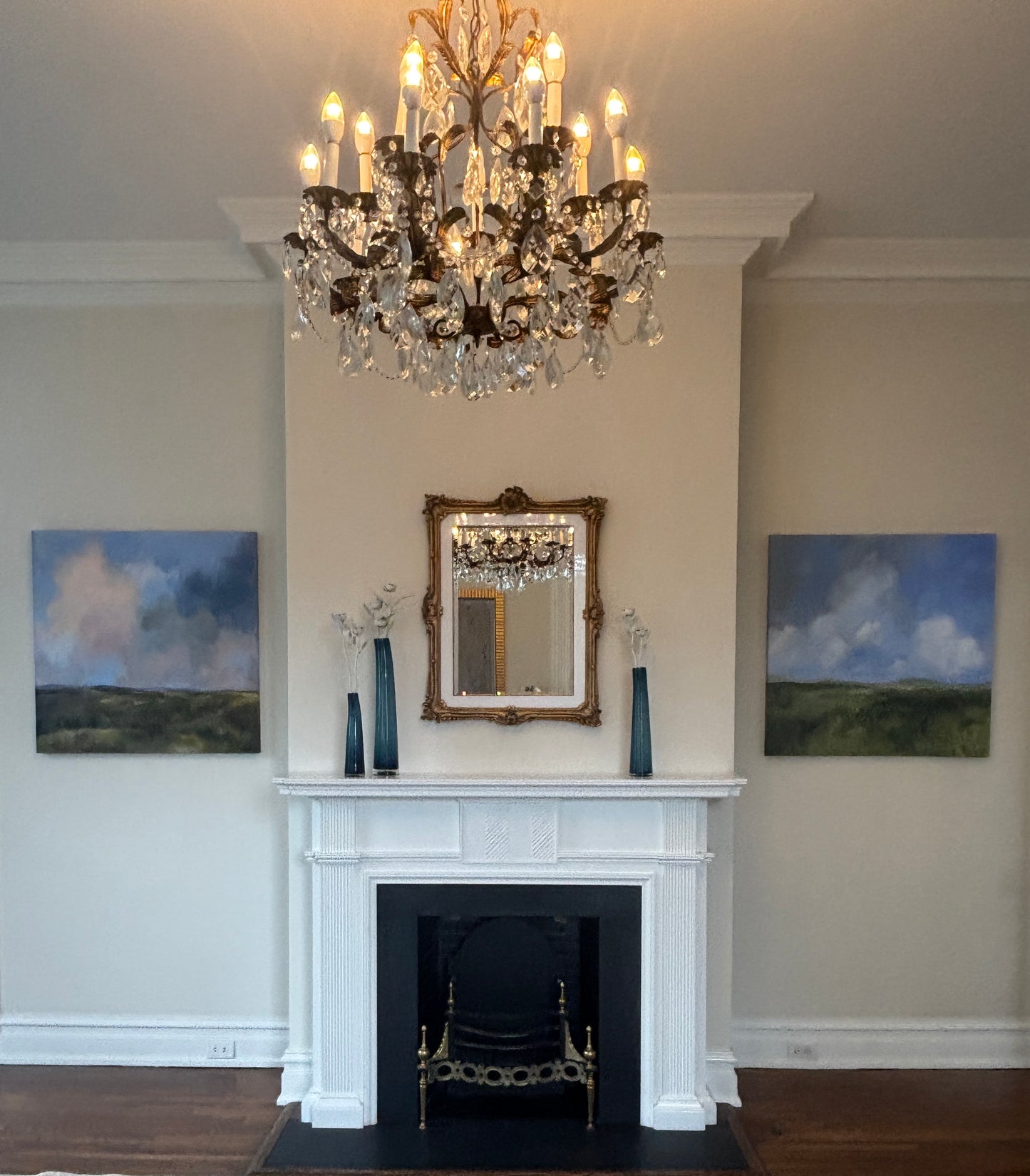 Antique Gold White Lacquered Mirror