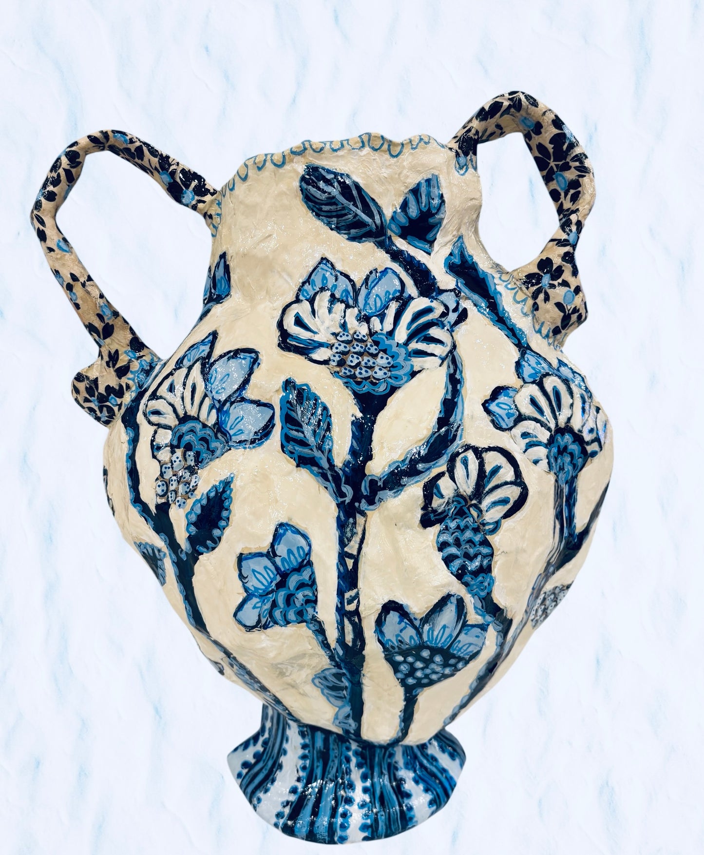 Blue Floral Vessel