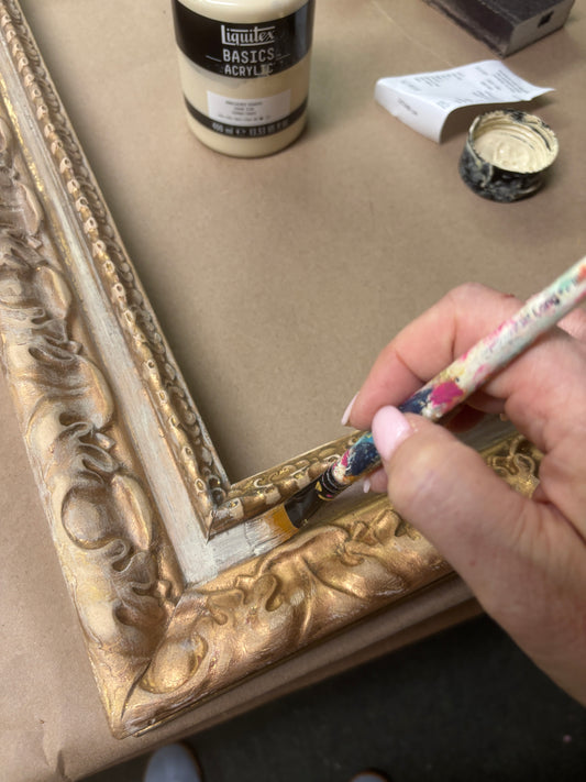 Antique Cream and Gold Carved Mirror
