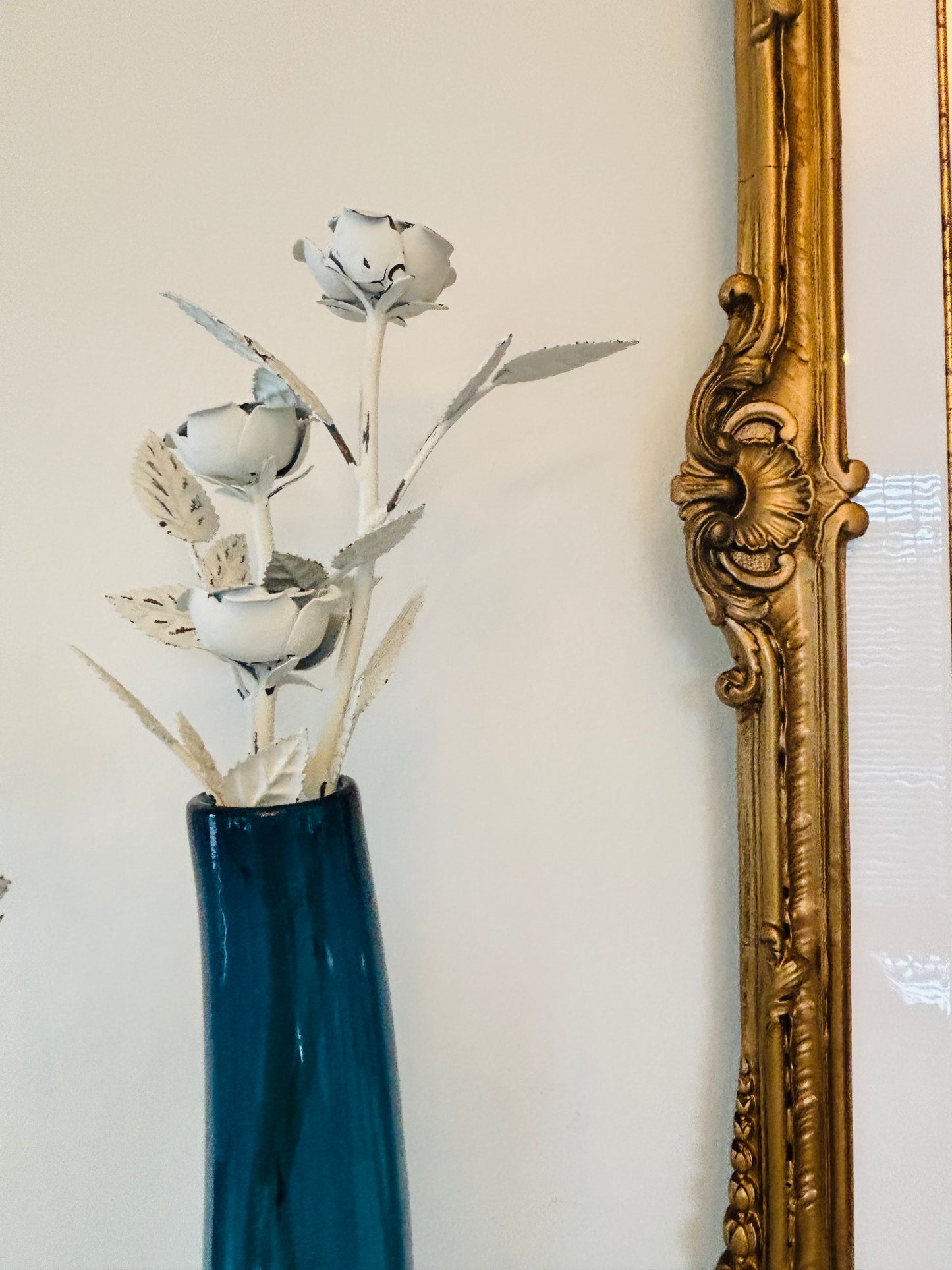 Antique Gold White Lacquered Mirror