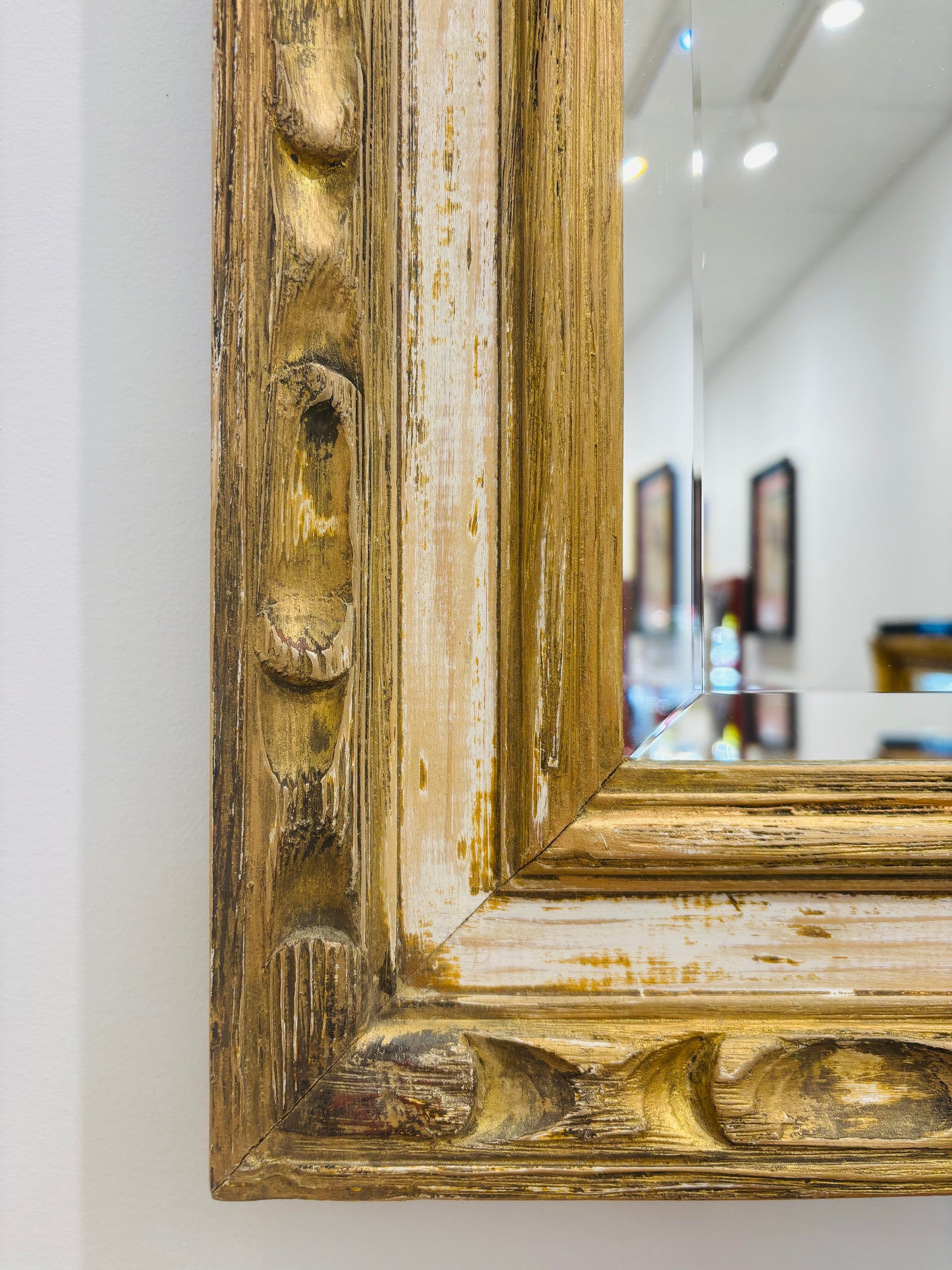 Antique Cream and Gold Carved Mirror