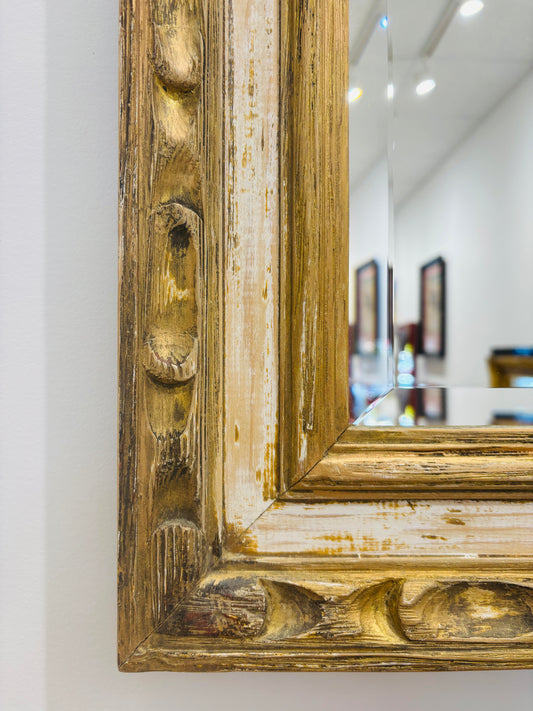 Antique Cream and Gold Carved Mirror