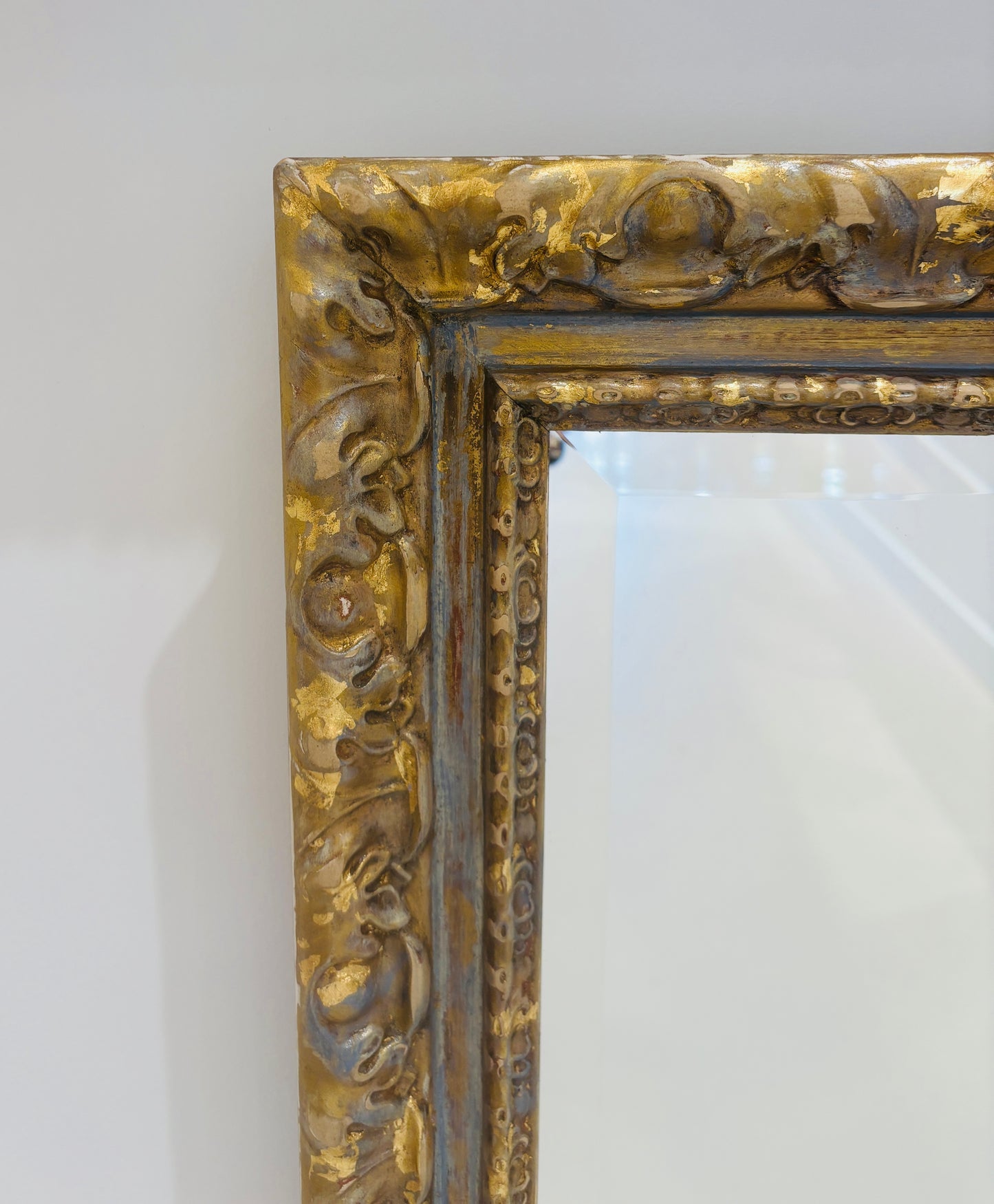 French Blue and Gold Leaf Mirror