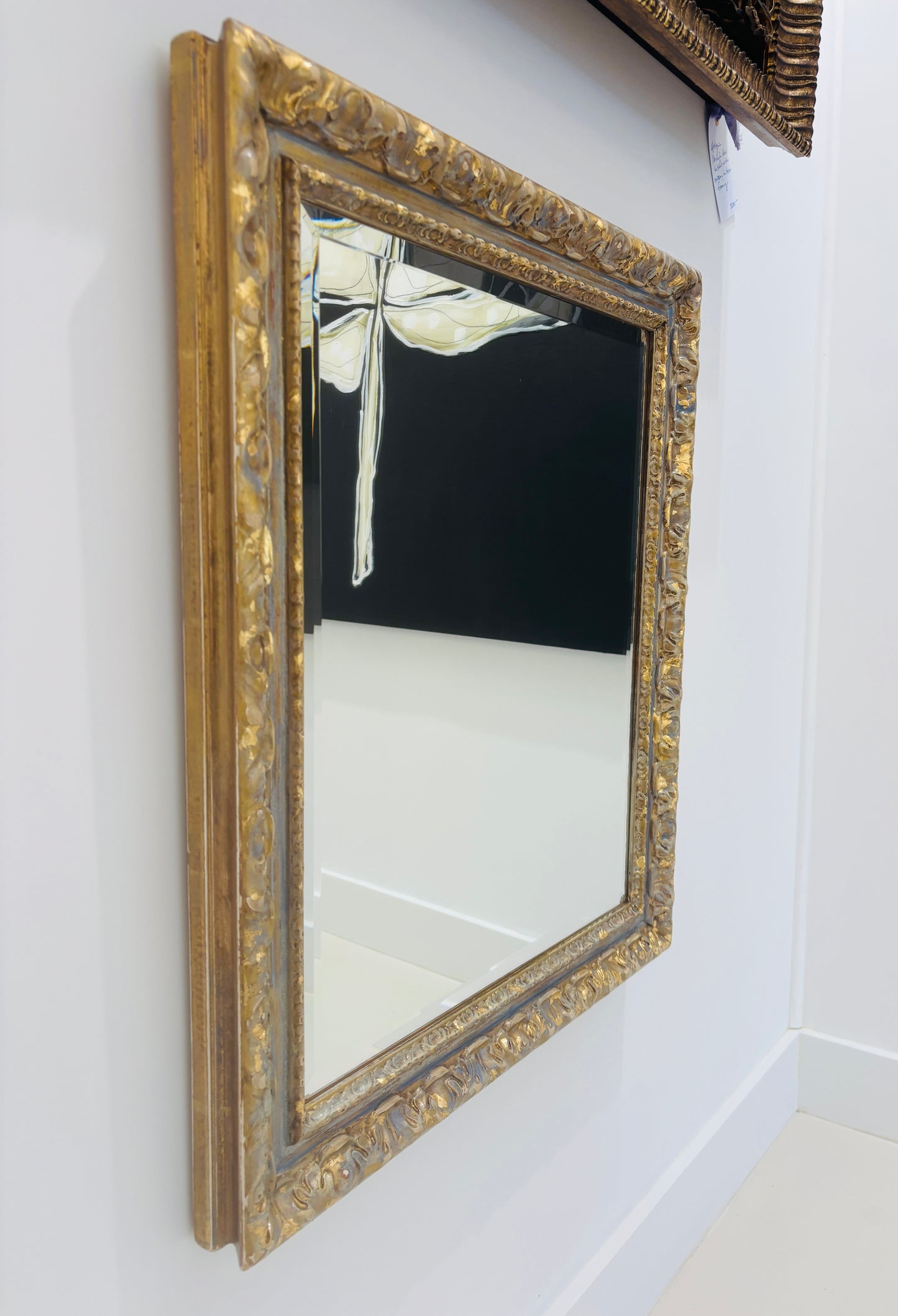 French Blue and Gold Leaf Mirror
