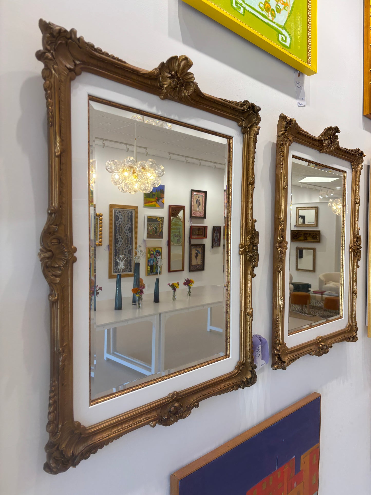 Antique Gold White Lacquered Mirror