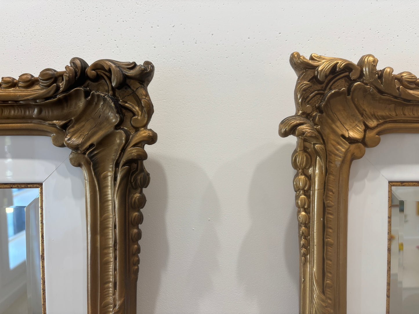 Antique Gold White Lacquered Mirror