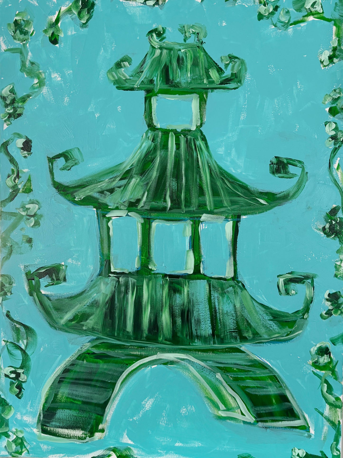 Teal and Green Pagoda