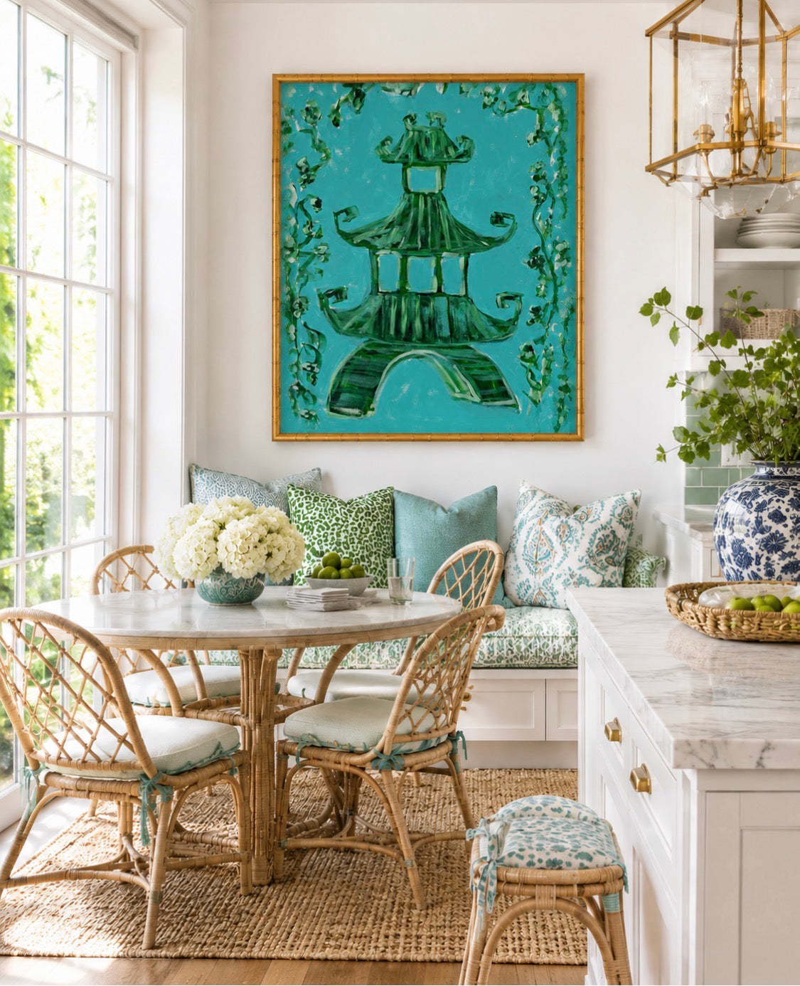 Teal and Green Pagoda