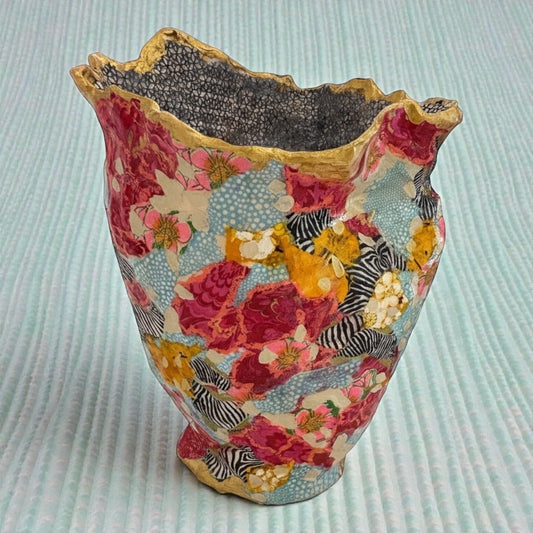Pink and Turquoise Abstract Vessel
