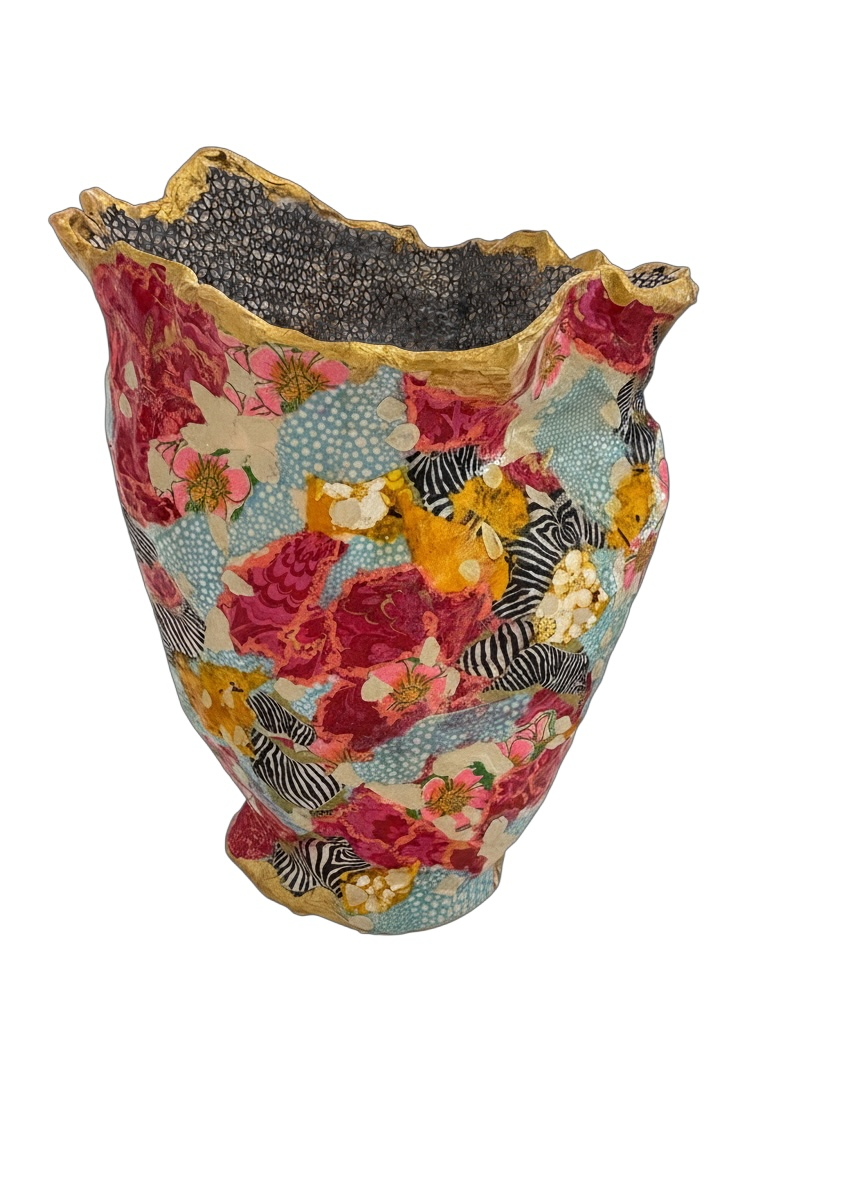 Pink and Turquoise Abstract Vessel