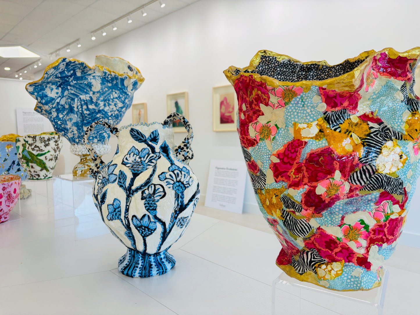 Pink and Turquoise Abstract Vessel