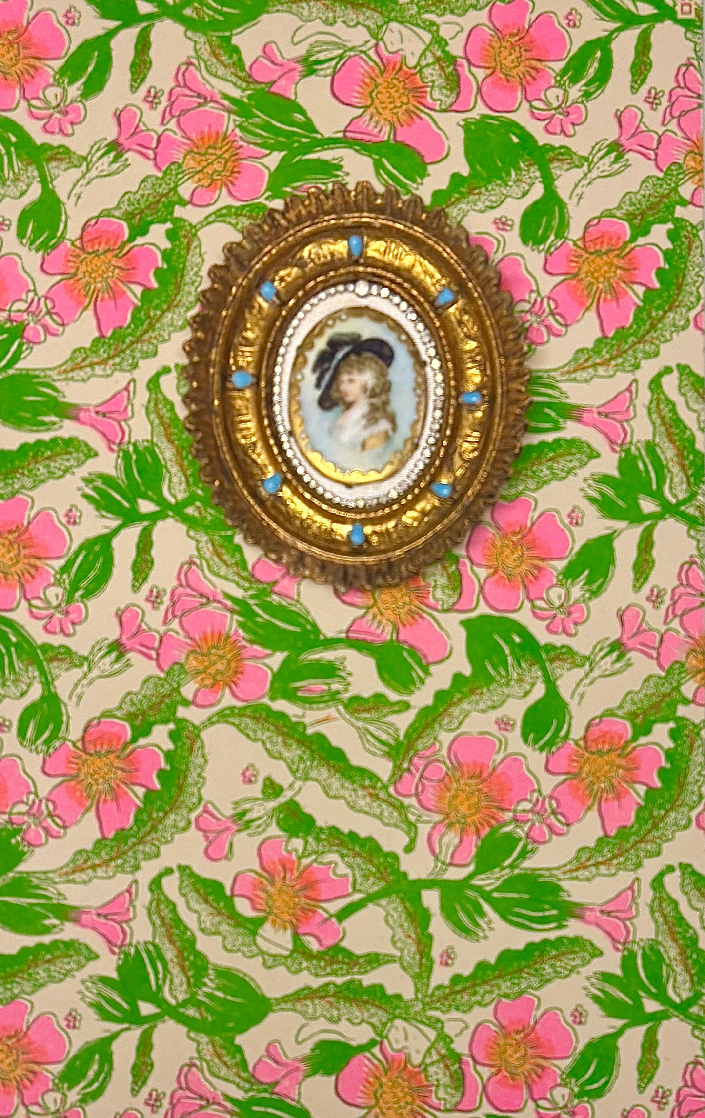 Jeweled Antique Cameo and Papered Shadow Box II