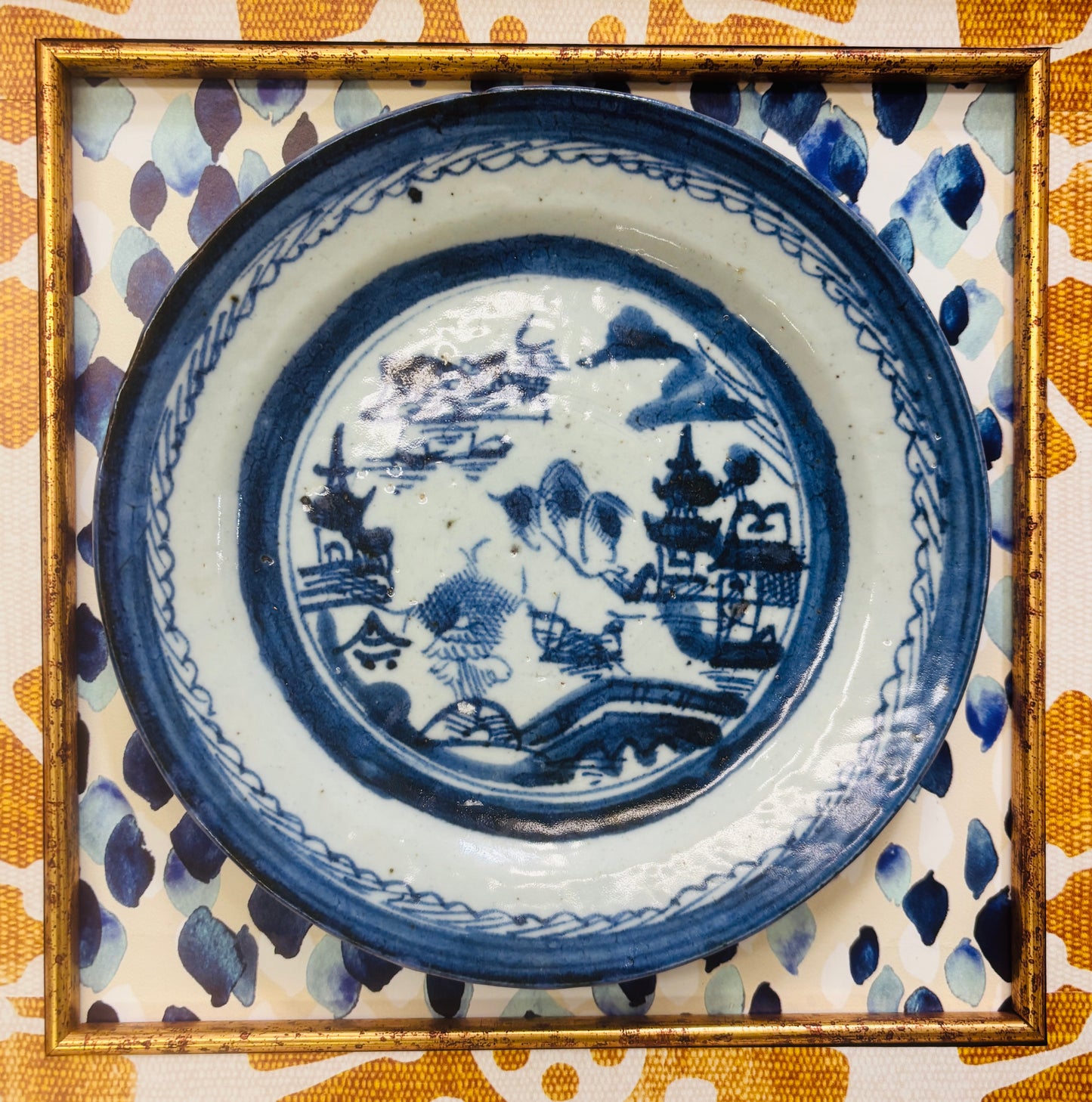 Antique Canton Plate in Custom Shadow Box I